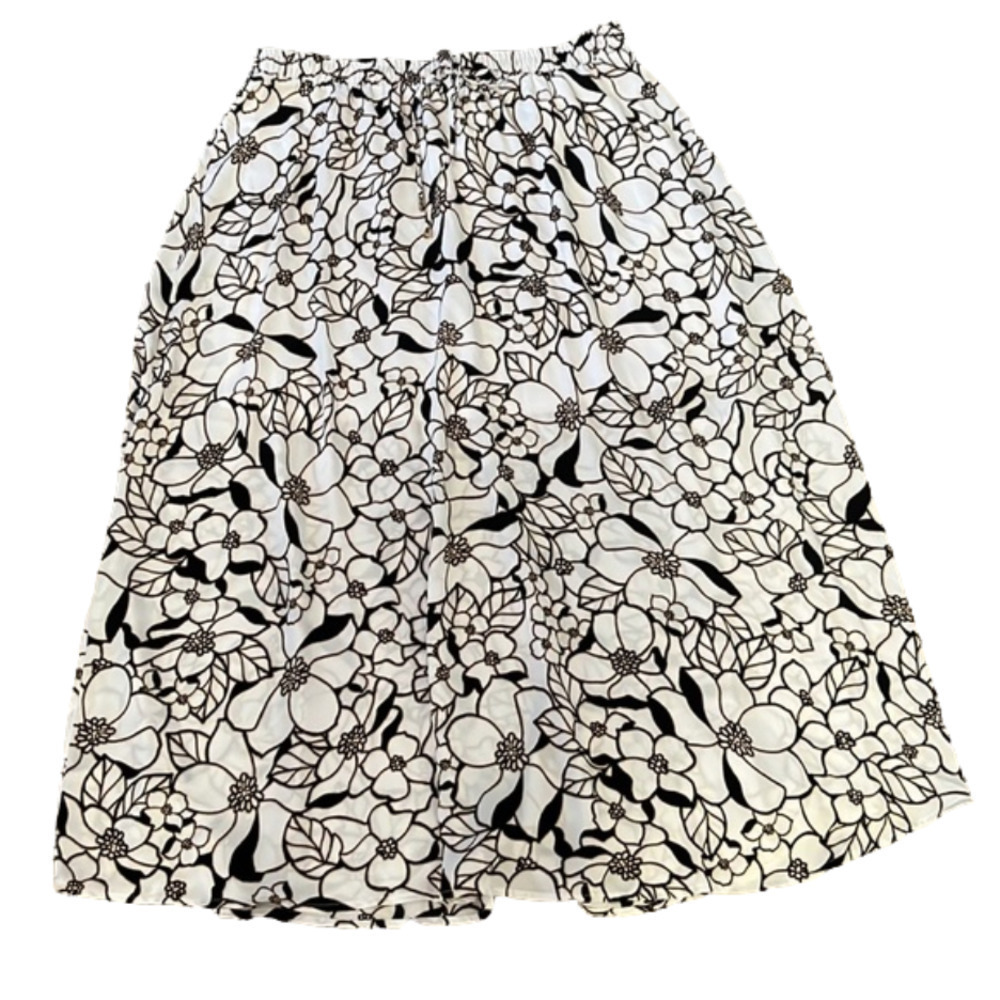 Worthington Maxi Skirt PXL drawstring neutral floral